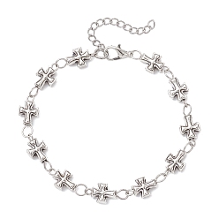 Античное Серебро Браслеты из сплава в тибетском стиле для женщин, крестик, античное серебро, 7-3/4 дюйм (19.7 см)
