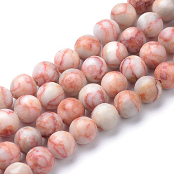 Netstone Natural Red Netstone Bead Strands, Round, 8~9mm, Hole: 1mm, about 44~46pcs/strand, 14.6~15 inch