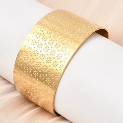 Золотой 316 l хирургические браслеты-манжеты из нержавеющей стали, широкие браслеты для женщин, цветок, золотые, внутренний диаметр: 2.40 дюйм (6.1 см), ширина 35.5мм