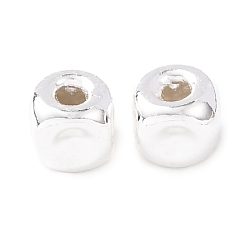 Посеребрённый Латунные бусины, текстурированный куб, без кадмия и без свинца, стойки покрытие, долговечный, 925 серебро покрытием, 6.5x6x6 мм, отверстие : 1.8 мм