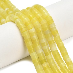 Лимонный Нефрит Натуральные нефритовые бусины, цвет лимона , диск, Heishi бусы, 4x2~2.5 мм, отверстие : 0.7 мм, около 158~160 шт / нитка, 14.96''~15.16'' (38~38.5 см)