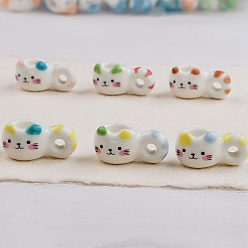 Cat Shape Фарфора ручной работы подвески, форма чашки, форма кошки, 12.5x25x16 мм, отверстие : 3.5 мм