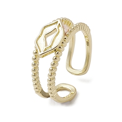 Lip Brass Adjustable Open Rings, Cadmium Free & Nickel Free & Lead Free, Lip, US Size 6 3/4(17.1mm)
