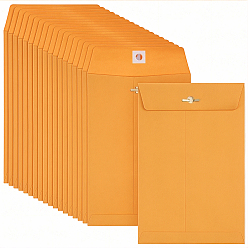 Оранжевый 50шт. конверты из крафт-бумаги с застежкой для хранения, почтовая рассылка, прямоугольные, оранжевые, 216x128x0.3 мм, отверстие : 9 мм