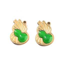 Золотой Ионное покрытие (ip) 304 подвески из нержавеющей стали, со стеклом, Горлянка, золотые, 17x12x2.5 мм, отверстие : 1.6 мм