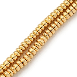 Light Gold Plated Electroplated Synthetic Non-Magnetic Hematite Beads Strands, Disc, Heishi Beads, Light Gold Plated, 2.5x1mm, Hole: 0.6mm, about 337pcs/strand, 16.06''(40.8cm)