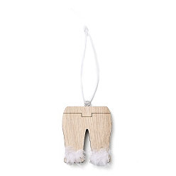 Clothes Рождественские незавершенные деревянные подвески, настенные украшения, с мешковинными веревками и железными петлями, брюки, 12.6 см