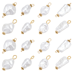 Белый 80шт. 8 стили наборы фурнитуры для изготовления ювелирных изделий, включая подвески из искусственного жемчуга и подвески-соединители из АБС-пластика, самородки, с золотыми железными штифтами с плоской головкой и 304 штифтами с ушком из нержавеющей стали, белые, 21~26 мм, отверстие : 2.5~3 мм, 10 шт / стиль