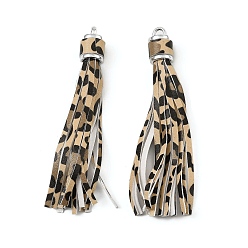 Разноцветный Пу кожа кисточкой украшения кулон, с концами пластмассового шнура ccb, платина, красочный, 110x14 мм, отверстие : 4.5 мм