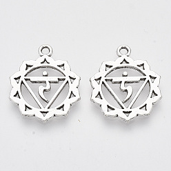 Манипура чакра Сплавочные подвески тибетского стиля, чакра, без кадмия и без свинца, манипуру, 23x19x1.5 мм, Отверстие : 1.8 мм , около 588 шт / 1000 г