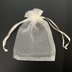 Папайя Оранжевый Прямоугольные сумки для хранения подарков из органзы на шнурке, papayawhip, 12x9 см