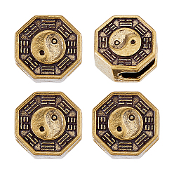 Без Покрытия 4шт. латунные европейские бусины, бусины с большим отверстием, сырой (без покрытия), 14x14x7 мм, отверстие : 11x3.2 мм