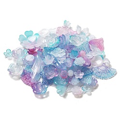 Bleu Ciel Perles acryliques de gelée d'imitation , formes mixtes, bleu ciel, 7.5~27x7.5~29.5x2.5~7.5mm, Trou: 1.5~2mm
