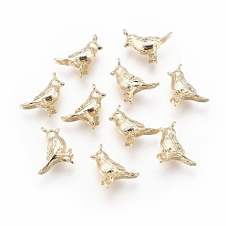 Настоящее золото 18K Латунь прелести, без никеля , реальный 18 k позолоченный, птица, 12.5x8.5x4 мм, отверстие : 1 мм