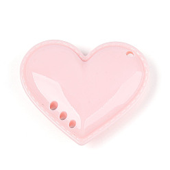 Pink Непрозрачные акриловые подвески, сердце, розовые, 47x54x13.5 мм, Отверстие : 3 мм & 2~3 мм