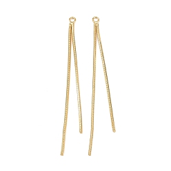 Настоящее золото 18K Латунные большие кулоны, подвески-кисточки, реальный 18 k позолоченный, 63x2x1 мм, отверстие : 1.8 мм