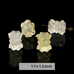 Цветок Натуральные бусины из лимонного кварца (нагретые)., резные бусины, цветок, 17x13 мм