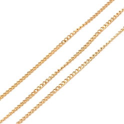 Настоящее золото 18K 304 из нержавеющей стали обуздать цепи, с катушкой, пайки, вакуумное покрытие pvd, реальный 18 k позолоченный, 1.5x1x0.2 мм, 10.93 ярдов (10 м) / рулон