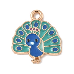 Светлый Морско-зеленый Панданы из сплава эмали, золотой свет, павлин очарование, светло-зеленый, 18.5x17x1.5 мм, отверстие : 2 мм