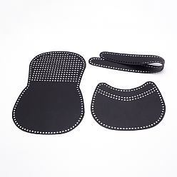 Черный Дно корзины из искусственной кожи, основание корзины крючком, для принадлежностей для плетения корзин и домашнего декора, чёрные, 276x190x2 мм, отверстия : 4x4 mm , 3 шт / комплект