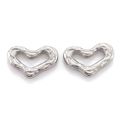 Stainless Steel Color Non-Tarnish 304 Stainless Steel Linking Rings, Heart, Stainless Steel Color, 14x21x3mm