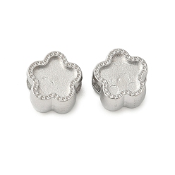 Цветок 304 из нержавеющей стали европейские шарики, оправы кабошонов для эмали, большое отверстие шарик, цвет нержавеющей стали, цветок, 10x10.5x8 мм, отверстие : 4.5 мм