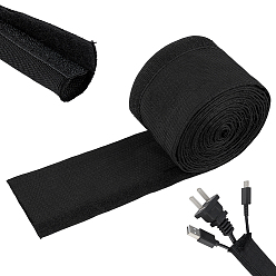 Черный Полиэстеровая кабельная оплетка с застежкой-липучкой, чёрные, 4000x84x2 мм