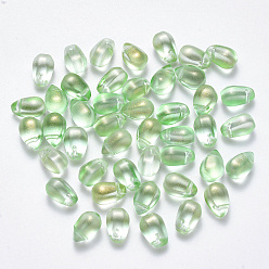 LawnGreen Прозрачные брызги окрашенные стеклянные подвески, с блеском порошок, слеза, светло-зеленый, 9x6x6 мм, отверстие : 1 мм