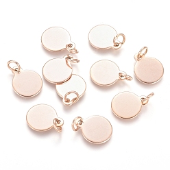 Розовое Золото Ионное покрытие (ip) 304 брелоки из нержавеющей стали, штамповка пустой метки, с прыжковых колец, плоско-круглые, розовое золото , 12.5x10x0.8 мм, отверстие : 3.5 мм