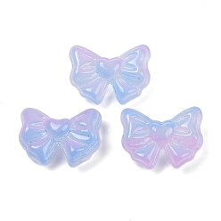 Светлый Стально-синий Прозрачные стеклянные бусины, бантом, спекающийся лак, светло-стальной синий, 13x17.5x8.5 мм, отверстие : 1 мм