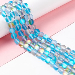 Темно-Голубой Синтетические лунные лучи, матовые, круглые, глубокое синее небо, 8 мм, отверстие : 1 мм, около 43~47 шт / нитка, 14.37''~15.08'' (36.5~38.3 см)