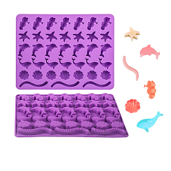 Темно-Фиолетовый DIY морской конек и раковина и дельфин и морская звезда форма пищевой силиконовые формы, формы помады, для украшения торта поделки, цвет шоколада, конфеты, темно-фиолетовый, 171x223x12 мм