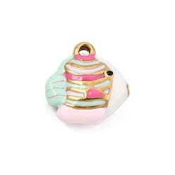 Colorful 304 Stainless Steel Charms, Tropical Fish with Stripe Charms, Golden, Colorful, 13x13x5mm, Hole: 1.6mm