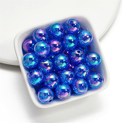 Royal Blue Baking Paint Crackle Glass Beads, Round, Royal Blue, 16mm, Hole: 2mm, 10pcs/bag