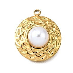 Круглые Подвески из пластикового жемчуга, с 304 нержавеющей стали, круглые, 20.5x18.5x7.5 мм, отверстие : 2 мм