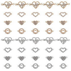 (52) Непрозрачная лаванда 40шт 8 стили подвески из цинкового сплава, с кристально горный хрусталь, сердцебиение любви и сердечные связи, платина и светлое золото, 29.5x15.5x2.5 мм, отверстие : 1.6 мм, 5 шт / стиль