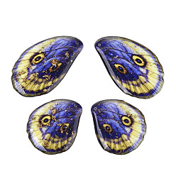 Королевский синий Эпоксидная смола подвески, крыло бабочки, с золотой фольгой и блестками, королевский синий, 37.5x23x2~2.5 мм, отверстие : 1.2 мм