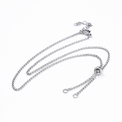 Stainless Steel Color Tarnish Resistant 304 Stainless Steel Rolo Chain Lariat Necklace Making, Stainless Steel Color, Single Chain: 10.2 inch(26cm), Total Length: 20.4 inch(52cm)