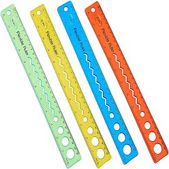 Mixed Color Plastic Flexible Ruler, Straight Ruler, for Office School Home Supplies, Mixed Color, 317.5x38.5x2mm, 4colors, 2pcs/color, 8pcs/set