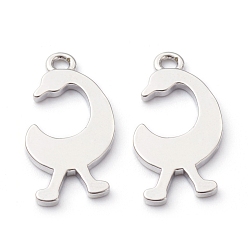 Платина Латунные подвески, долговечный, адинкра символы санкофа, платина, 19x9x1 мм, отверстие : 1.5 мм