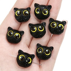 Jaune Des perles de résine opaques, forme de chat, jaune, 15x18mm