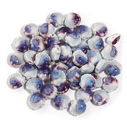 Королевский синий Ручной работы яркие остеклением шарики фарфора, формы раковины, королевский синий, 12 мм, отверстие : 1.8 мм, 5 шт / комплект