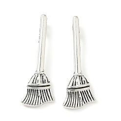 Античное Серебро Сплавочные подвески тибетского стиля, без кадмия и без свинца, метла, античное серебро, 27x10x2.5 мм, отверстие : 1.8 мм