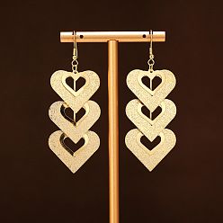Сердце Сплав мотаться серьги, с железными крюками серьги, золотые, сердце, 80x30 мм