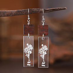 April Daisy Акриловые серьги с подвесками в богемном стиле с цветком рождения, нержавеющей стали, украшения для женщин, платина, апрельская маргаритка, 80x15 мм