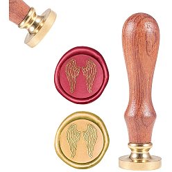 Golden DIY Scrapbook, Brass Wax Seal Stamp and Wood Handle Sets, Wing, Golden, 8.9x2.5cm, Stamps: 25x14.5mm