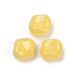 Желтый Прозрачные стеклянные бусины, самородки, спекающийся лак, желтые, 10.5x12x8 мм, отверстие : 1 мм