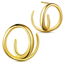 Real 18K Gold Plated 925 Sterling Silver Stud Earrings, Real 18K Gold Plated, 18x18.5mm