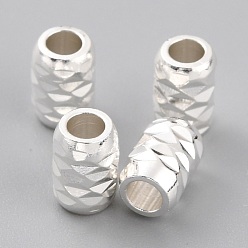Посеребрённый Латунные бусины, долговечный, баррель, 925 серебро покрытием, 6x4 мм, отверстие : 1.8 мм