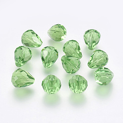 Lime Green Imitation Austrian Crystal Beads, Grade AAA, Faceted, Drop, Lime Green, 10x12mm, Hole: 0.9~1.5mm